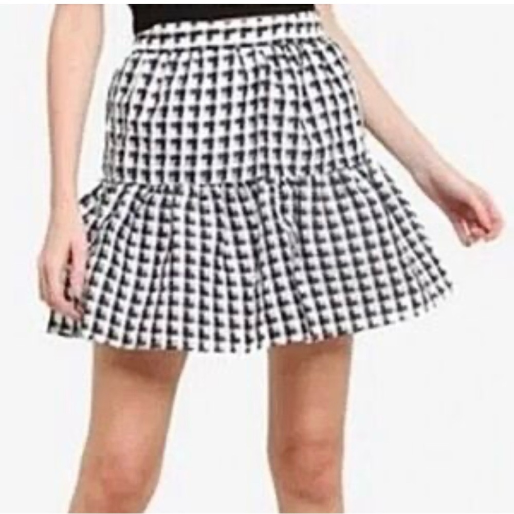 Topshop Skater Skirt Womens 8 Check Black White New Whimsy Festival Y2K Short